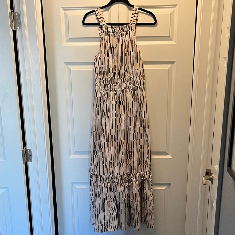 Anthropologie Beige and Black Geometric Maxi Dress